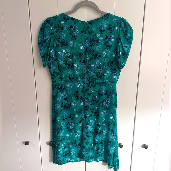 Row A Green Floral Puff Sleeve Mini Dress | Size M - Picture 3 of 4